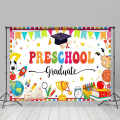 Lofaris Colorful Stationery Preschool Graduate Backdrop