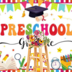 Lofaris Colorful Stationery Preschool Graduate Backdrop