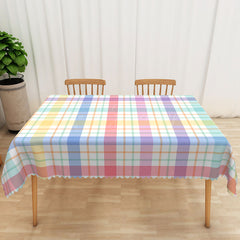 Lofaris Colorful Stripe and Checkered Rectangle Tablecloth for Fun Vibrant Birthday Party Decorations