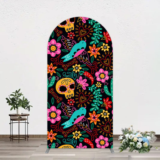 Lofaris Colorful Sugar Skulls Day Of The Dead Arch Backdrop