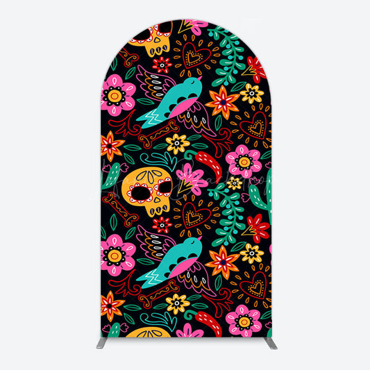Lofaris Colorful Sugar Skulls Day Of The Dead Arch Backdrop