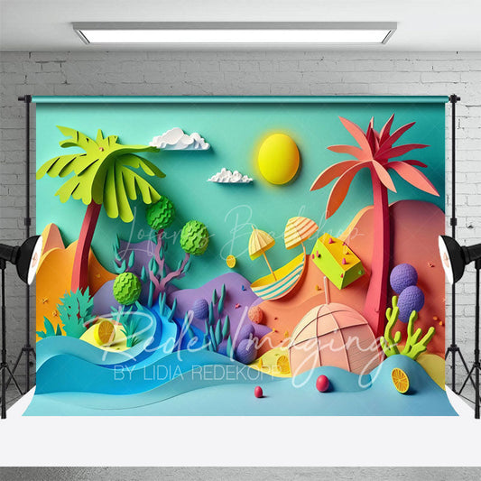 Lofaris Colorful Summer Fun Beach Cake Smash Photo Backdrop