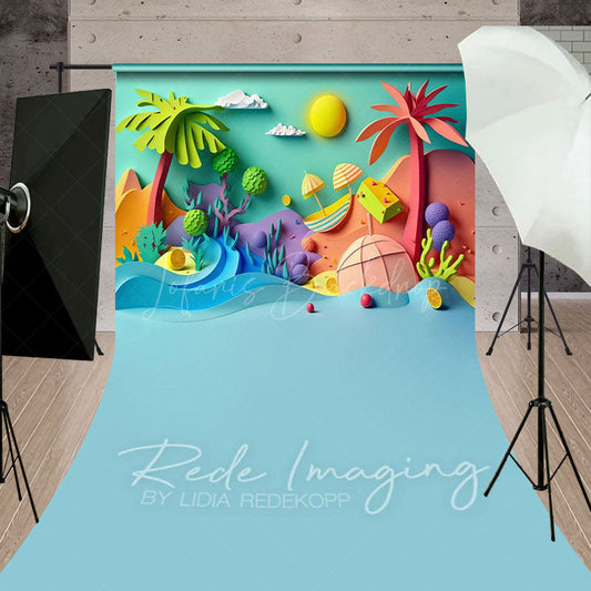 Lofaris Colorful Summer Fun Beach Cake Smash Sweep Backdrop