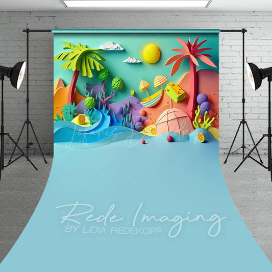 Lofaris Colorful Summer Fun Beach Cake Smash Sweep Backdrop