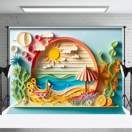 Lofaris Colorful Summer Fun Seaside Scenery Photo Backdrop