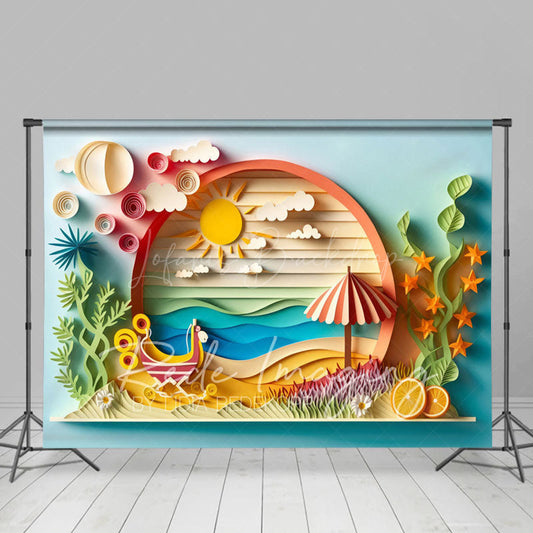 Lofaris Colorful Summer Fun Seaside Scenery Photo Backdrop