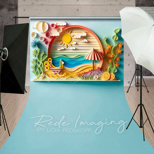 Lofaris Colorful Summer Fun Seaside Scenery Sweep Backdrop