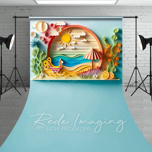 Lofaris Colorful Summer Fun Seaside Scenery Sweep Backdrop