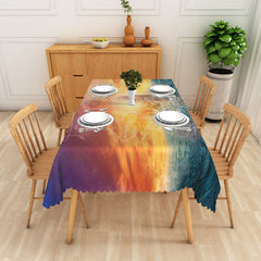Lofaris Colorful Sunset Ocean Wave Rectangle Tablecloth for Coastal Beach House and Summer Dining Decor