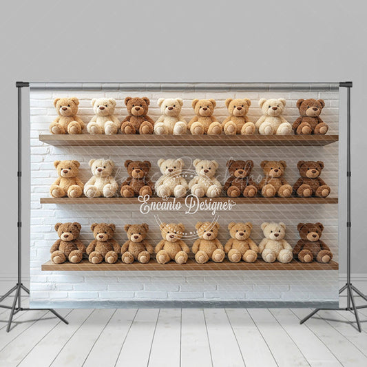 Lofaris Colorful Teddy Bears Display Cake Smash Backdrop