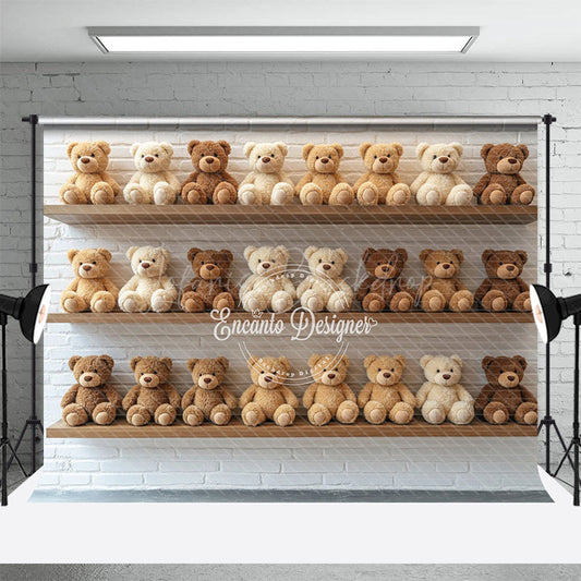 Lofaris Colorful Teddy Bears Display Cake Smash Backdrop