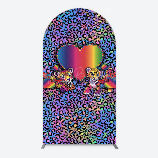 Lofaris Colorful Tiger Couple Heart Graffiti Arch Backdrop