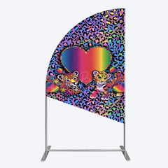 Lofaris Colorful Tiger Couple Heart Graffiti Half Moon Arch Backdrop