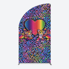 Lofaris Colorful Tiger Couple Heart Graffiti Half Moon Arch Backdrop