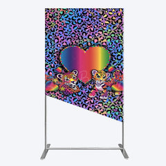 Lofaris Colorful Tiger Couple Heart Graffiti Rectangle Backdrop