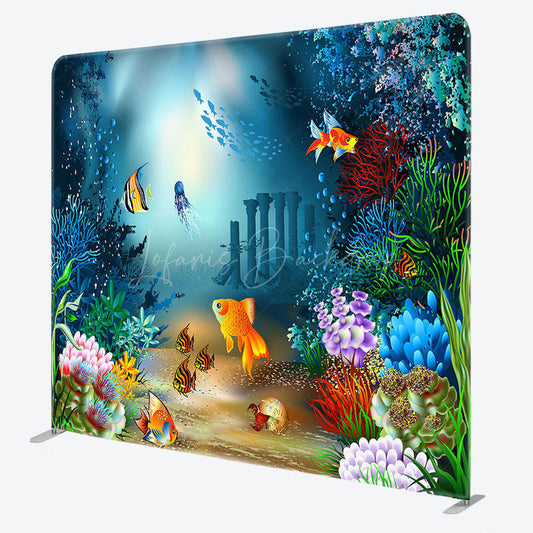 Lofaris Colorful Undersea World Birthday Pillow Case Backdrop