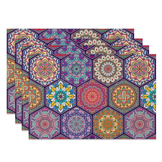 Lofaris Colorful Vintage Mandala Pattern Set Of 4 Placemats