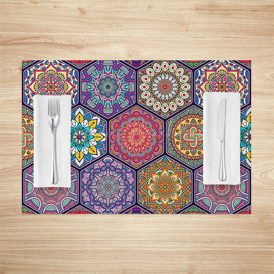 Lofaris Colorful Vintage Mandala Pattern Set Of 4 Placemats