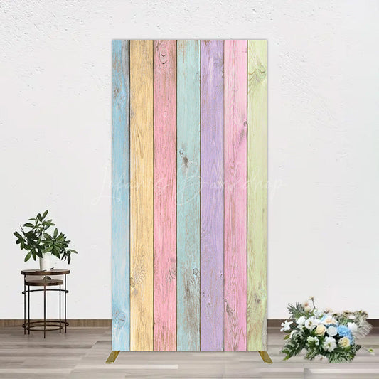 Lofaris Colorful Vintage Wood Grain Easter Rectangle Backdrop