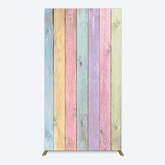 Lofaris Colorful Vintage Wood Grain Easter Rectangle Backdrop
