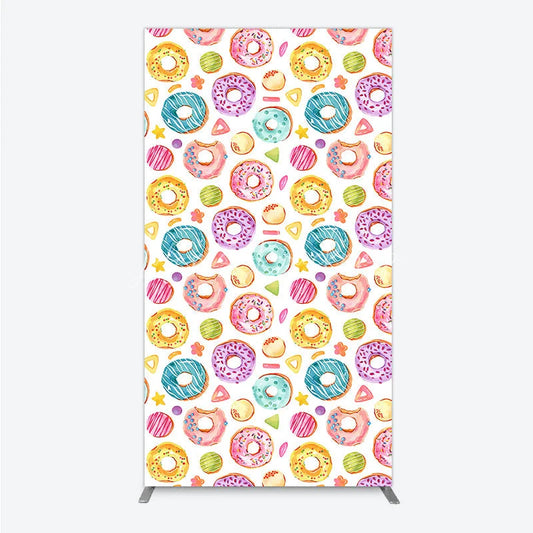 Lofaris Colorful Watercolor Donut Pattern Rectangle Arch Backdrop Sweet Sprinkles Dessert Theme Birthday Party Decor.