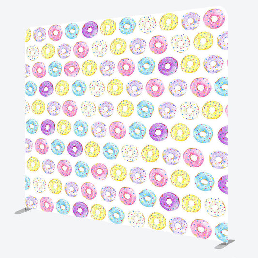 Lofaris Colorful Watercolor Donuts Square Tension Backdrop