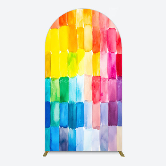 Lofaris Colorful Watercolor Print Birthday Arch Backdrop