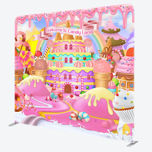 Lofaris Colorful Welcome To Candyland Pillow Cover Backdrop