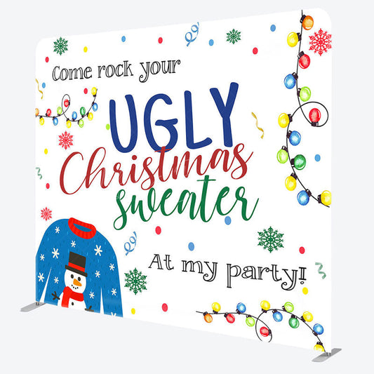Lofaris Come Rock Your Ugly Christmas Sweater Square Backdrop