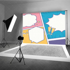 Lofaris Comic Book Pop Art Panel Backdrop Colorful Superhero Theme Blank Speech Bubble Party Banner