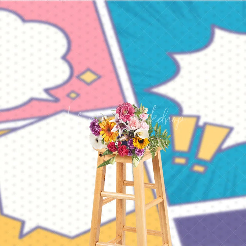 Lofaris Comic Book Pop Art Panel Backdrop Colorful Superhero Theme Blank Speech Bubble Party Banner