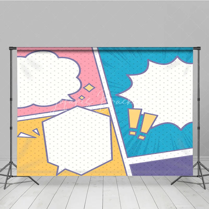 Lofaris Comic Book Pop Art Panel Backdrop Colorful Superhero Theme Blank Speech Bubble Party Banner