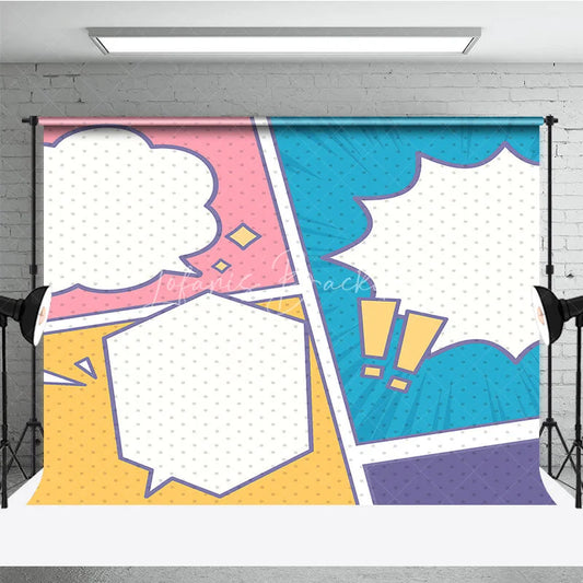 Lofaris Comic Book Pop Art Panel Backdrop Colorful Superhero Theme Blank Speech Bubble Party Banner