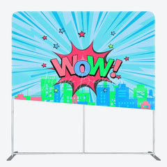 Lofaris Comic City Pop Art Double Sided Backdrop ’WOW!’ Cartoon Buildings Colorful Urban Theme Party Decor