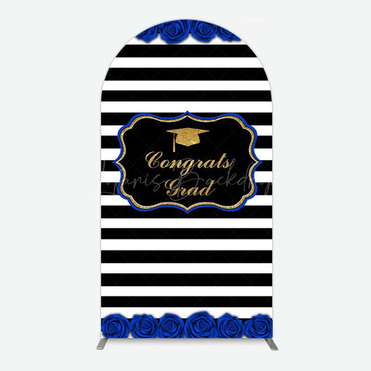 Lofaris Congrats Grad Royal Blue Flower Arch Backdrop