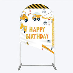 Lofaris Construction Arch Backdrop Happy Birthday Vehicles Truck Crane Party Supplies Decor