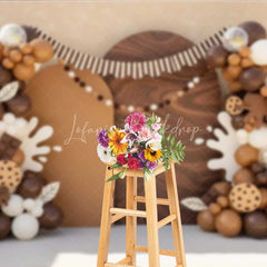 Lofaris Cookies and Milk Photography Backdrop Brown Balloons Chocolate Party Banner