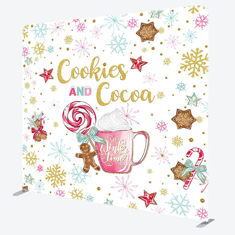 Lofaris Cookies Cocoa Snowflakes Candy Coffee Square Backdrop