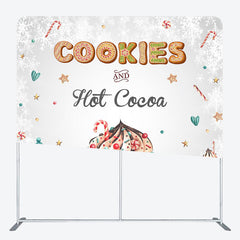 Lofaris Cookies Hot Cocoa Snowman Tension Fabric Backdrop