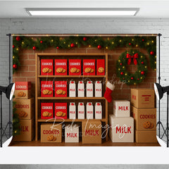 Lofaris Cookies for Santa Photography Backdrop Christmas Milk Stand with Garland Holiday Mini Session Background