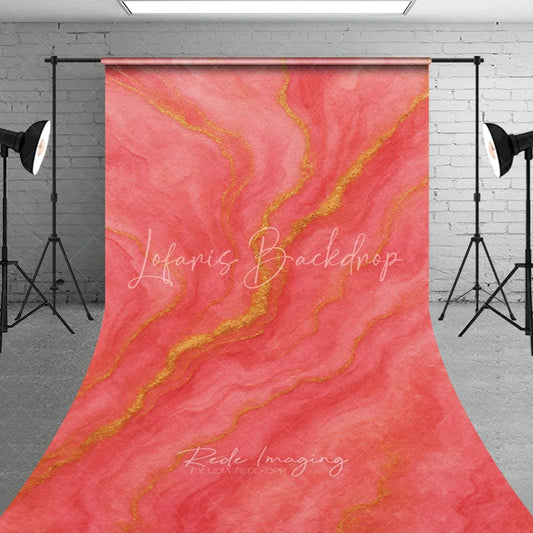 Lofaris Coral Pink and Gold Abstract Textured Sweep Backdrop Elegant Fluid Art Design for Studio Photography