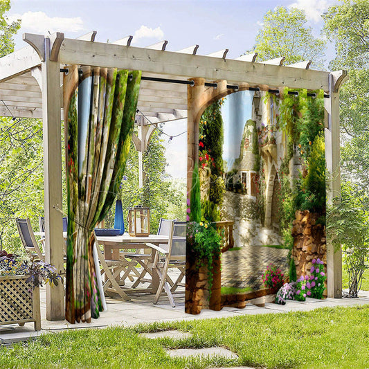 Lofaris Country Road Waterproof Printed Outdoor Curtains