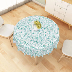 Lofaris Country Style Round Tablecloth with Green Leaf Motif on White for Rustic Farmhouse Kitchen Dining