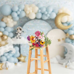 Lofaris Cow Jumped Over The Moon Photography Backdrop Space Rocket Party Banner