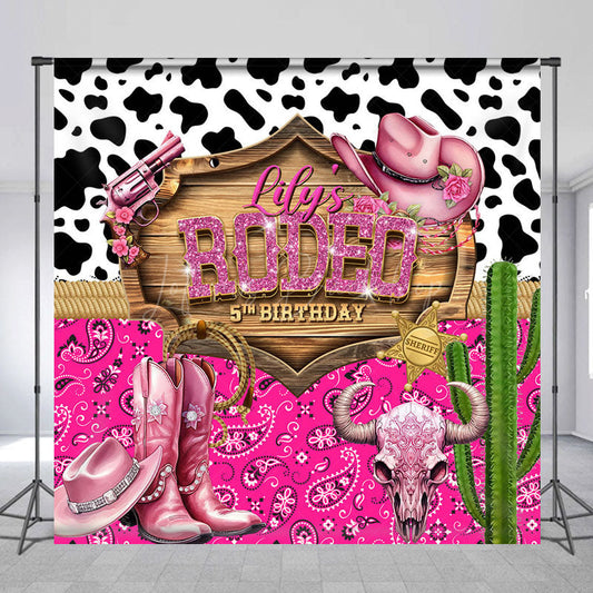 Lofaris Cowgirl Retro Redeo Custom Photo Birthday Backdrop