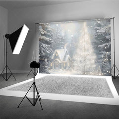 Lofaris Cozy Christmas Cottage Photography Backdrop Painterly Winter Snow Scene Holiday Mini Session Background