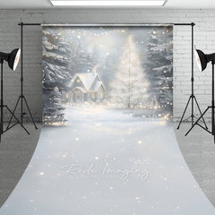 Lofaris Cozy Christmas Cottage Sweep Backdrop Painterly Winter Snow Scene Holiday Mini Session Photo Floor Drop