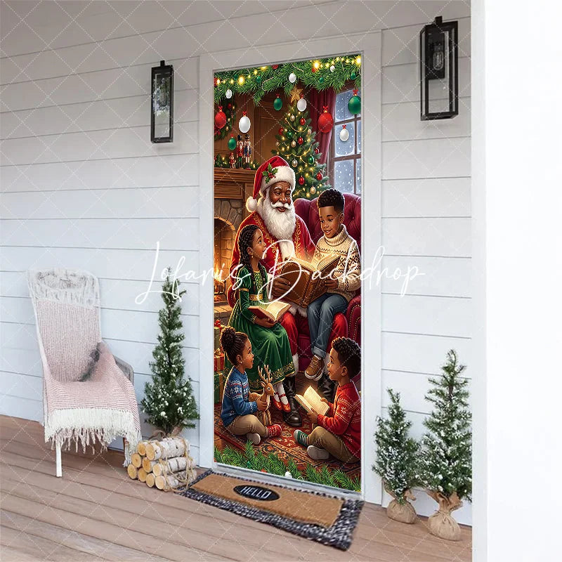 Lofaris Cozy Christmas Storytelling Santa Claus and Children Door Cover Festive Holiday Family Reading Decor