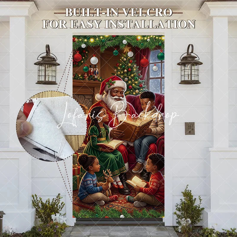 Lofaris Cozy Christmas Storytelling Santa Claus and Children Door Cover Festive Holiday Family Reading Decor