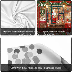 Lofaris Cozy Christmas Toy Shop with Santa Snowman and Gifts Garage Door Banner Festive Winter Holiday Decor